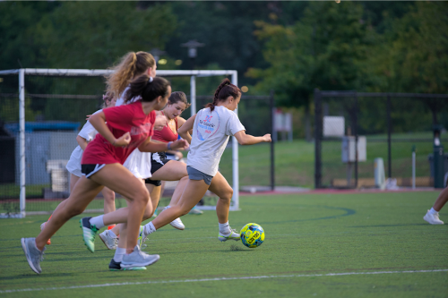 A group of University of Maryland students playing Intramural soccer