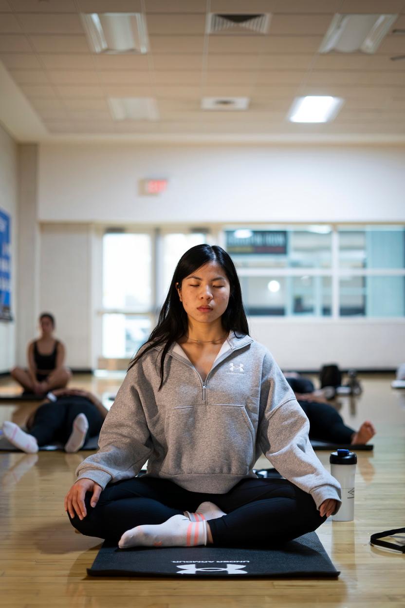 woman meditating eyes closed