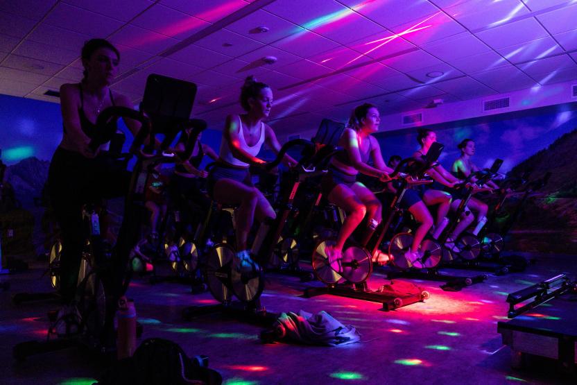 spin cycle class colorful lights