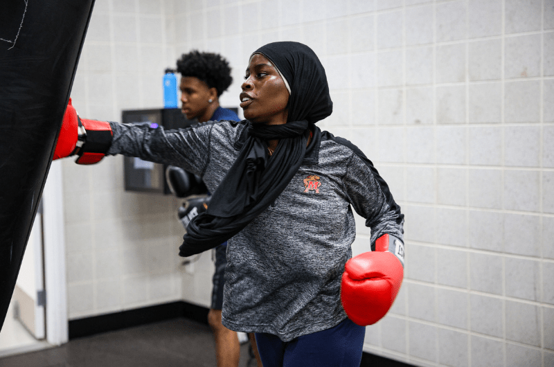 woman in boxing class