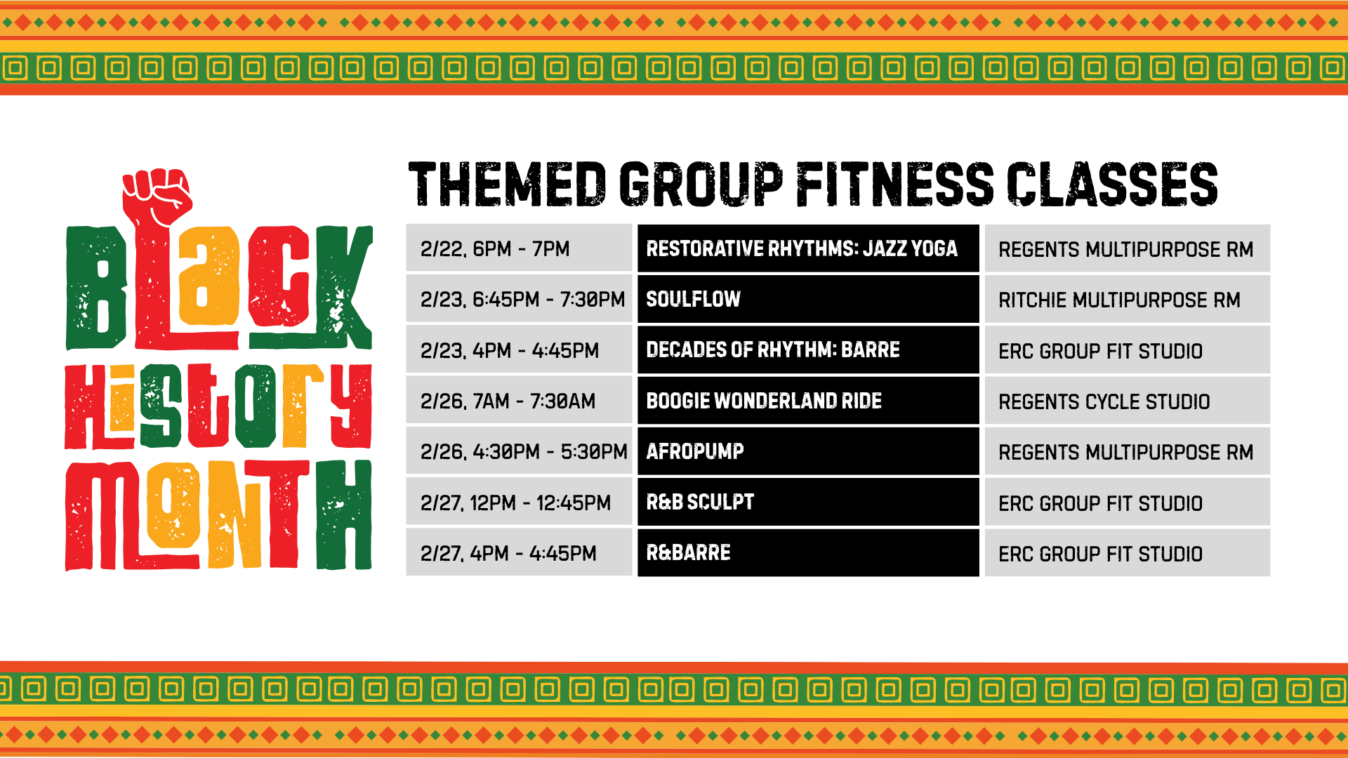 Black History Month Classes 